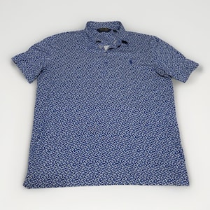 Polo Golf Ralph Lauren Floral Polo Shirt Blue White Print XL