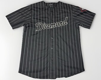 Diamond Supply Co Baseball Jersey Men’s Medium Black Pinstripe 98 Button Up