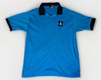 Rare Vintage Disney Originals Mickey Mouse Polo Shirt Blue Black L Embroidered