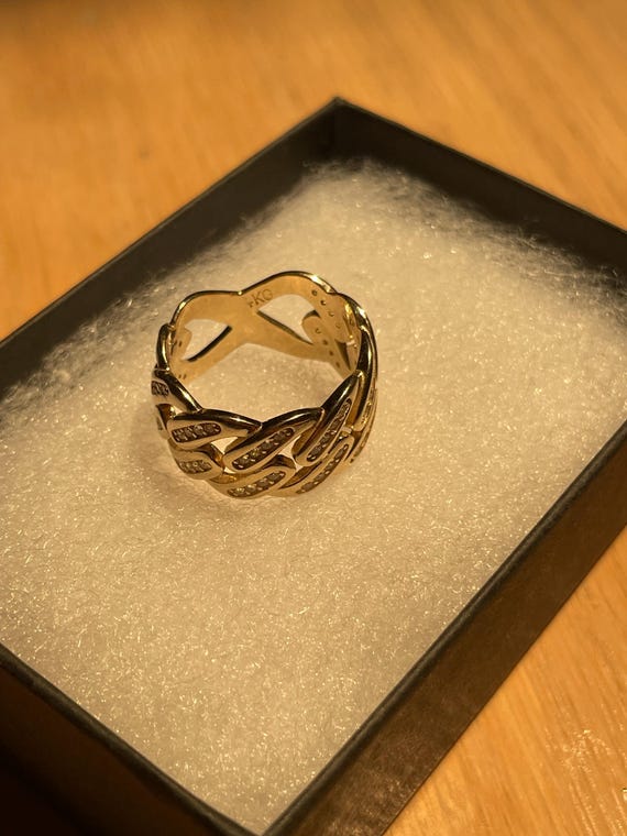 Diamond Curb Ring Solid 14K (size 7) - image 3