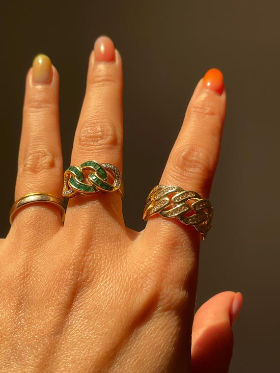 Diamond Curb Ring Solid 14K (size 7) - image 2