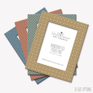 Boho Pattern Photo Mats, Custom Framing Mat, Colorful Wall Art, 4 Colors, 10 Sizes