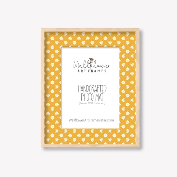 Custom Flower Framing Mat, Yellow Daisy Photo Matte, Spring Floral Wall Decor, 8x10 8x8 5x7 4x6