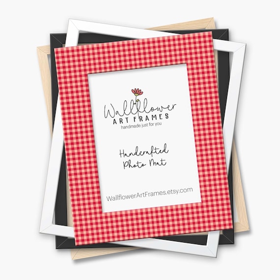 Red Gingham Photo Mat, Picture Frame Patterned Matting, Gallery Wall Decor