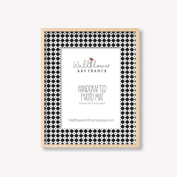 Black & White Geometric Pattern Photo Mat, Modern Minimalist Frame Matte, Gallery Wall Framing, 10 sizes