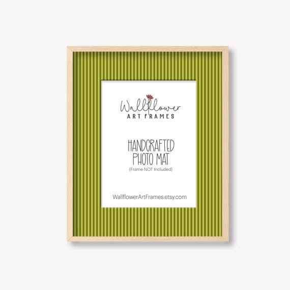 Handcrafted Green Stripe Photo Mat, Preppy Gallery Wall, Dorm Decor, Nursery Accent, 10 sizes