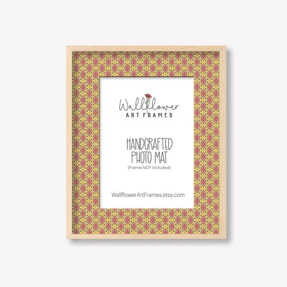 Spring Colors Gallery Wall Decor,  Boho Photo Mat, Pink Yellow Custom Matting for Frame, 8x10 8x8 5x7 4x6