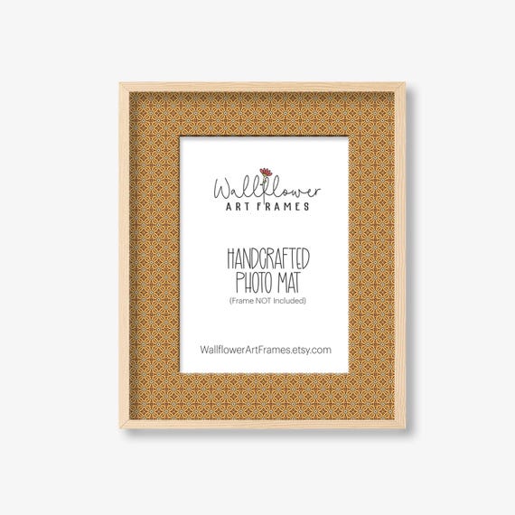 Yellow Boho Pattern Photo Mat, Vintage Inspired Matting for Frame, Gallery Wall Art Idea, 10 Sizes