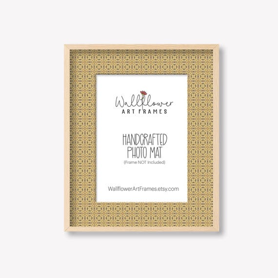 Handcrafted Yellow Boho Photo Mat, Custom Wedding Frame, Decorative Gallery Wall Art, 10 Sizes