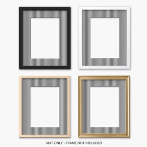 Striped Matboard for Frame, Minimalist Black & White Print Mat, Custom Photo Matting, Unique Wall Decor - 10 Sizes