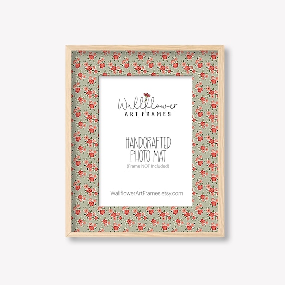 Floral Photo Mat, Cottagecore Picture Frame Insert, Grandmillennial Wall Art, 10 Sizes