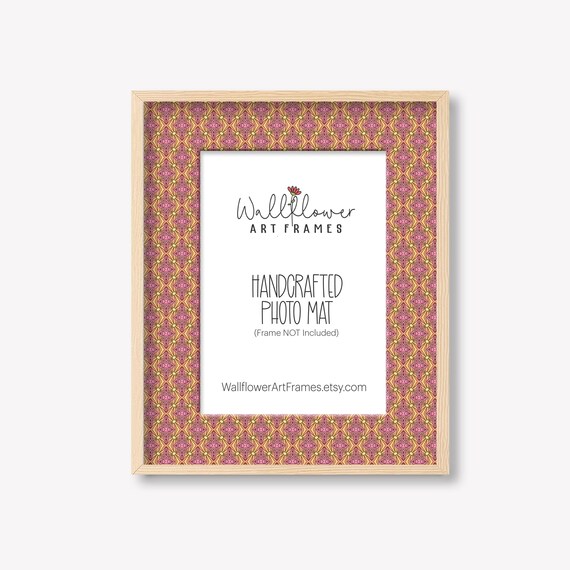 Grandmillenial Pink Yellow Photo Mat, Cute Baby Frame Matting, Dorm Wall Art Matboard, Handcrafted/10 Sizes