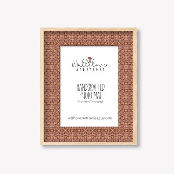 Rust Vintage Photo Mat | Decorative Picture Mat Board | Starburst Pattern Frame Mat Insert | Gallery Wall Photo Mat - 10 Sizes