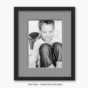 Striped Matboard for Frame, Minimalist Black & White Print Mat, Custom Photo Matting, Unique Wall Decor - 10 Sizes