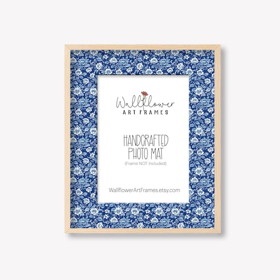 Flower Photo Mat, Blue Cottagecore Wall Art, Wedding/Baby/Dorm Framing, 8x10 8x8 5x7