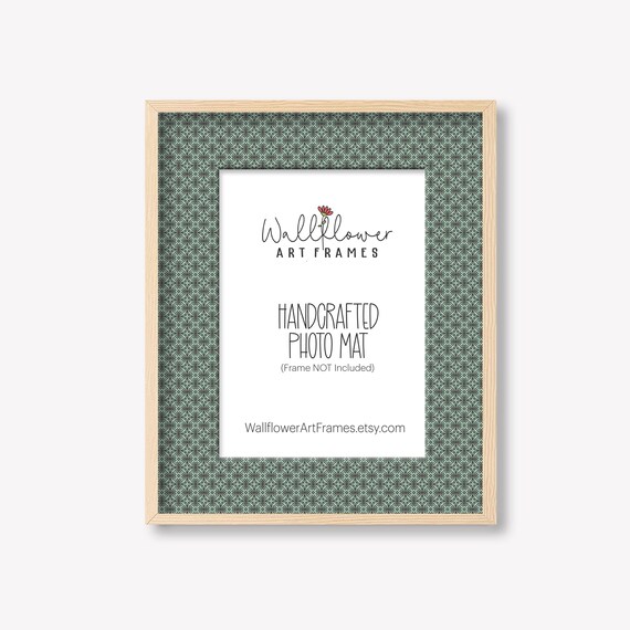 Blue Patterned Photo Mat, Modern Boho Picture Display, Decorative Matte, Wedding Frame, 10 sizes