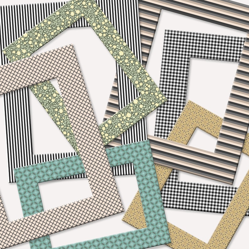 Various colors and sizes of patterned mat boards scattered to show examples