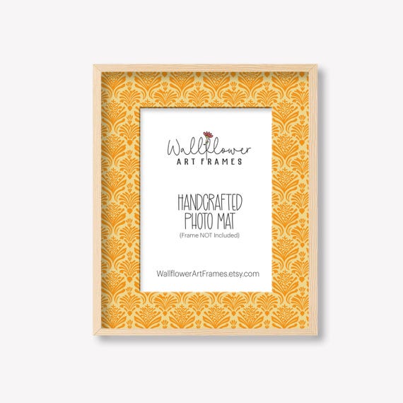 Yellow Gold Art Deco Photo Mat | Retro Decorative Picture Mat Board | Boho Frame Mat Insert | Patterned Photo Mat
