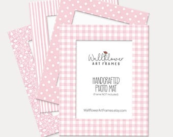 Pink Photo Mats, Gingham, Floral, Stripes or Dots Pattern, Nursery Wall Decor (10 Sizes)