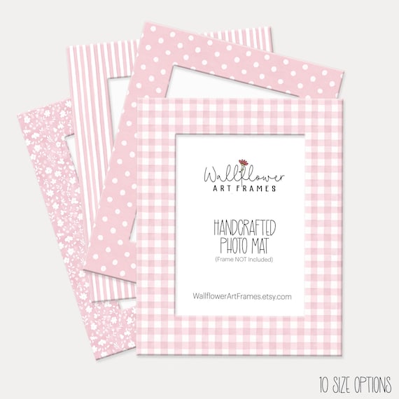 Pink Photo Mats, Gingham, Floral, Stripes or Dots Pattern, Nursery Wall Decor (10 Sizes)