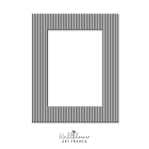 Striped Matboard for Frame, Minimalist Black & White Print Mat, Custom Photo Matting, Unique Wall Decor - 10 Sizes