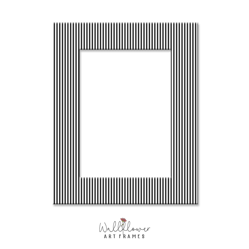Striped Matboard for Frame, Minimalist Black & White Print Mat, Custom Photo Matting, Unique Wall Decor - 10 Sizes