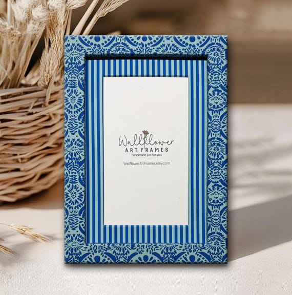 Blue Cottagecore Frame, Colorful Gallery Wall Display, Handmade Home Decor (4x6 or 3x5 Photo)
