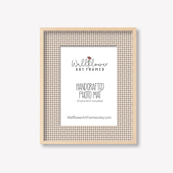 Black & Beige grid pattern matboard, Decorative photo frame mat, minimalist picture frame matting - 10 Sizes