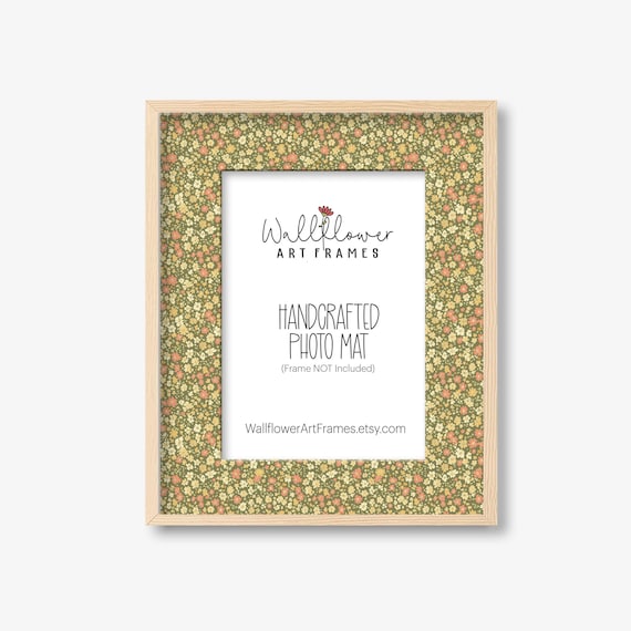 Floral Photo Mat, Vintage Boho Picture Frame Matte, Grandmillennial Style, 10 Sizes