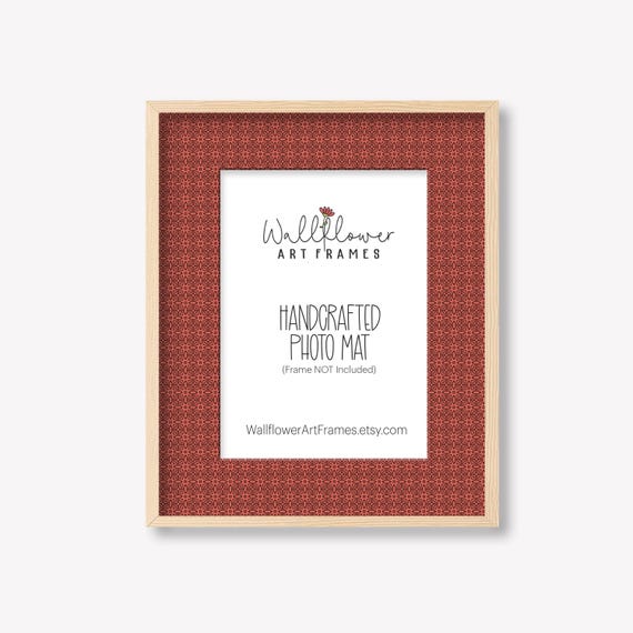 Handcrafted Red Photo Mat, Boho Gallery Wall Art, Picture Frame Border Insert, 10 Sizes