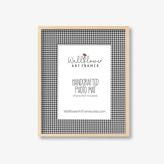 Black White Gingham Photo Mat, Cottagecore Frame Matting, Farmhouse Wall Art, 10 Sizes