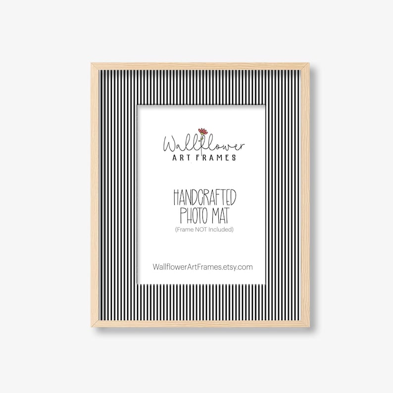 Striped Photo Mat, Black White Minimalist Wall Decor, Handcrafted Archival Quality (10 Sizes)
