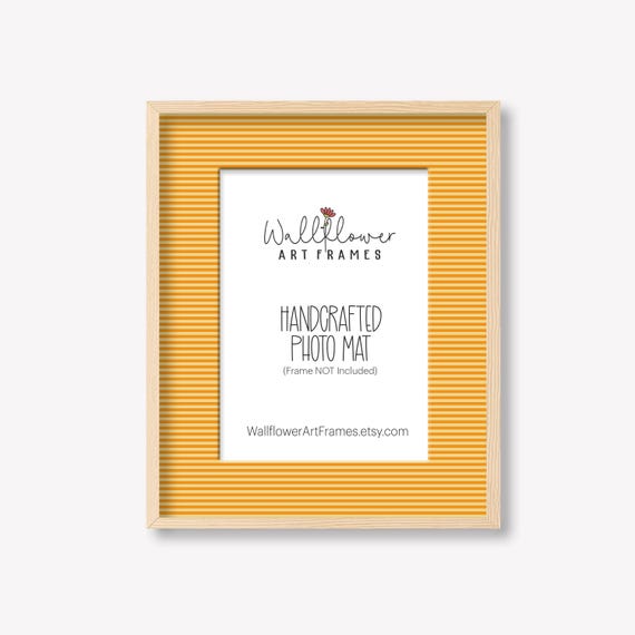 Yellow Striped Photo Mat, Handcrafted Gallery Wall Decor, Nursery Accent (10 Sizes)