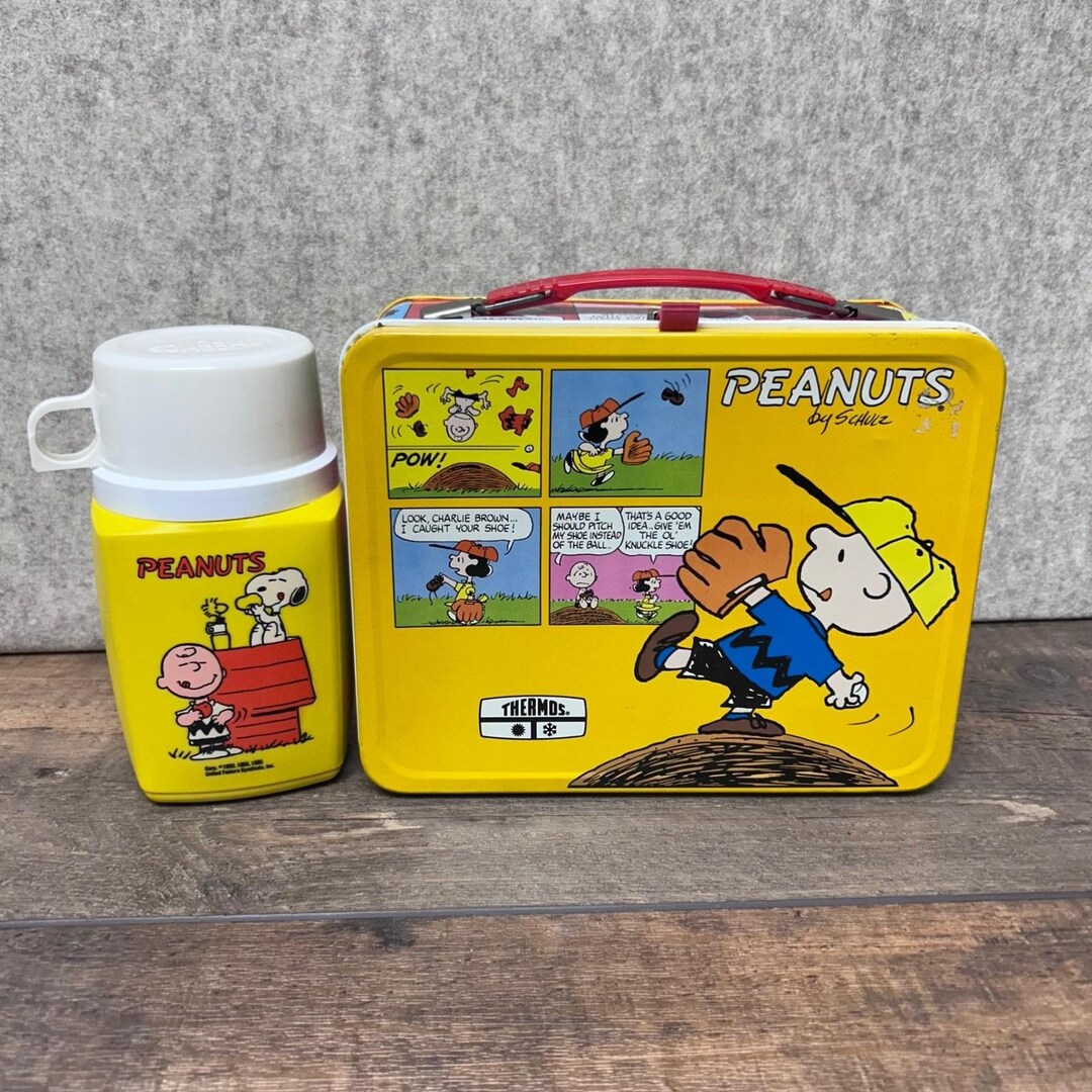 Vintage Original Peanuts Snoopy Charlie Brown Thermos & Lunch Box Set ...