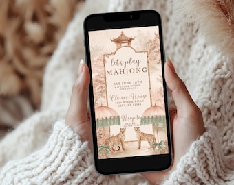 Editable Animated Mahjong Party Evite | Mahjong Girl’s Night | American Mahjong Game Night Invite | Watercolor Mah Jongg | Ladies Night