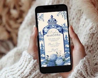 Editable Animated Mahjong Party Evite | Mahjong Girl’s Night | American Mahjong Game Night Invite | Watercolor Mah Jongg | Ladies Night