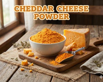 Queso cheddar en polvo • Condimento seco para queso de naranja