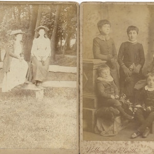 2 fotografías originales de retratos de tarjetas de gabinete antiguas