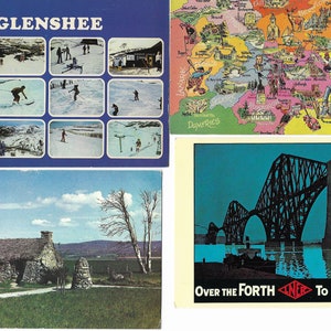 Une collection de 28 cartes postales anciennes en couleur, toutes représentant l'Écosse