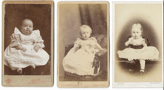 Set of 3 CDV photos from Birmingham England studios, late 1800s Set of 3 CDV photos from Birmingham England studios, late 1800s