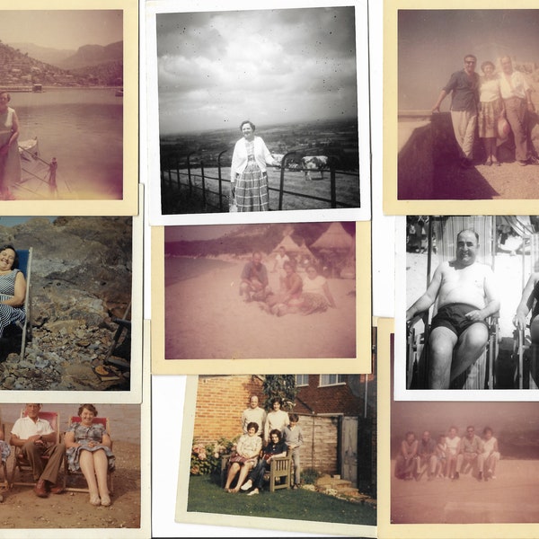 Set of 14 original vintage colour and b&w photographs of holiday snapshots