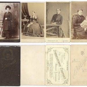 4 original antique CDV photos of ladies