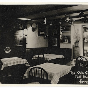 Cartão postal fotográfico vintage (sem uso) do restaurante The Toll-Bar, Fowey, na Cornualha