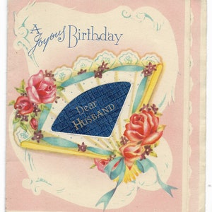 Jolie carte de voeux d'anniversaire vintage pour mari, v. 1914