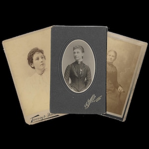 3 antieke kastkaarten van Victoriaanse dames