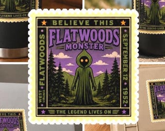 Pegatina del monstruo de Flatwoods, calcomanía de vinilo de críptido de Virginia Occidental, pegatina de monstruo alienígena, Flatwoods WV, arte paranormal, pegatina de Americana extraña