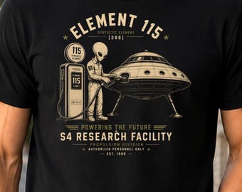 Element 115 Shirt, S4 Research Facility Tee, UFO Conspiracy Shirt, Alien Technology T-Shirt, Retro Area 51 Tee