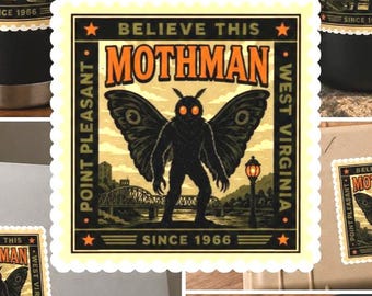 Mothman Sticker, Point Pleasant WV Vinyl Decal, Mothman Prophecy Sticker, Cryptid Art, West Virginia Monster Gift, Weird Americana
