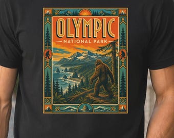 Olympic National Park Bigfoot Shirt, Sasquatch National Park Tee, Pacific Northwest Cryptid Shirt, Hiking Gift