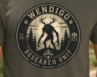 Wendigo Research Unit Shirt, Cryptid Investigation Tee, Paranormal Research Division Shirt, Folklore Creature Graphic Tee